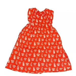 Anthropologie Orange Midi Dress with Cream Phone Print